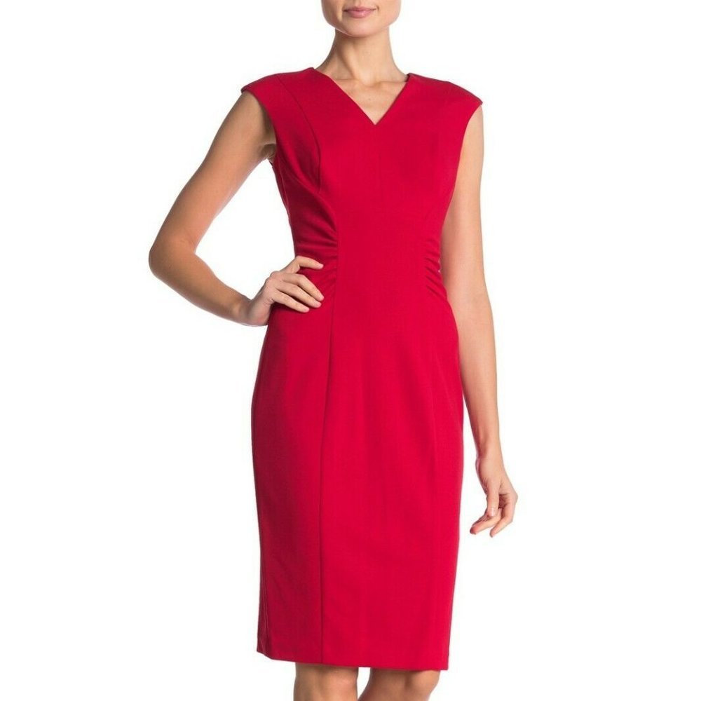 NEW CALVIN KLEIN TRUE RED MIDI DRESS NWT IN MINT CONDITION NEVER WORN